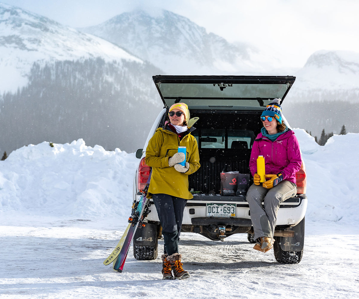 people hanging out in snow