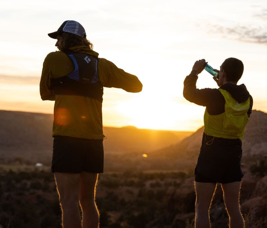 Runners at sunset